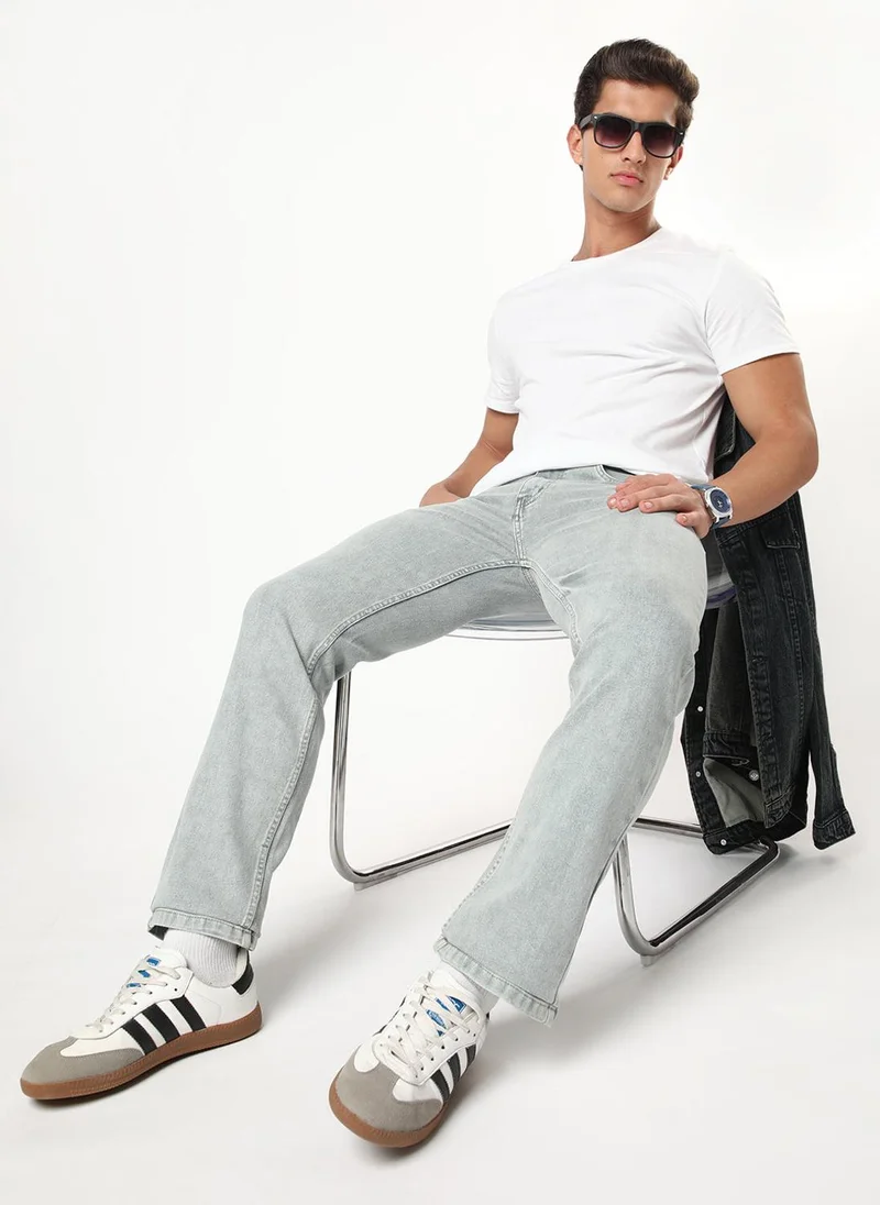 Urbano Fashion  Urbano Fashion Men's Ice Grey Regular Fit Heavy Washed Denim Jeans Stretchable for Men | Best Price UAE